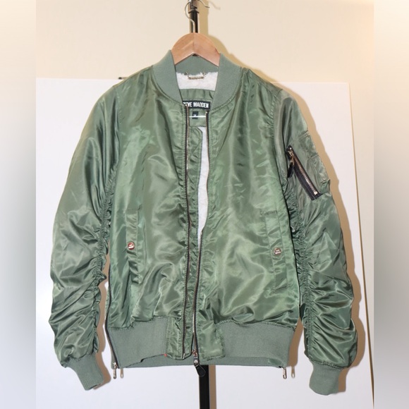 EUC Green Steve Madden Bomber Jacket Size S/P - Picture 2 of 9